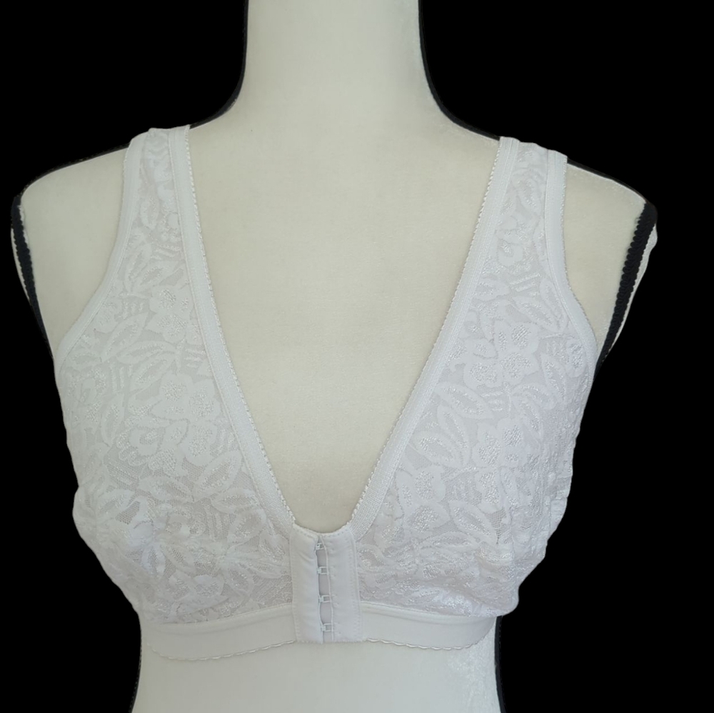 Jodee Soft 'N Lacey Floral Front Closure Surgical Mastectomy Bra LARGE Style 500
